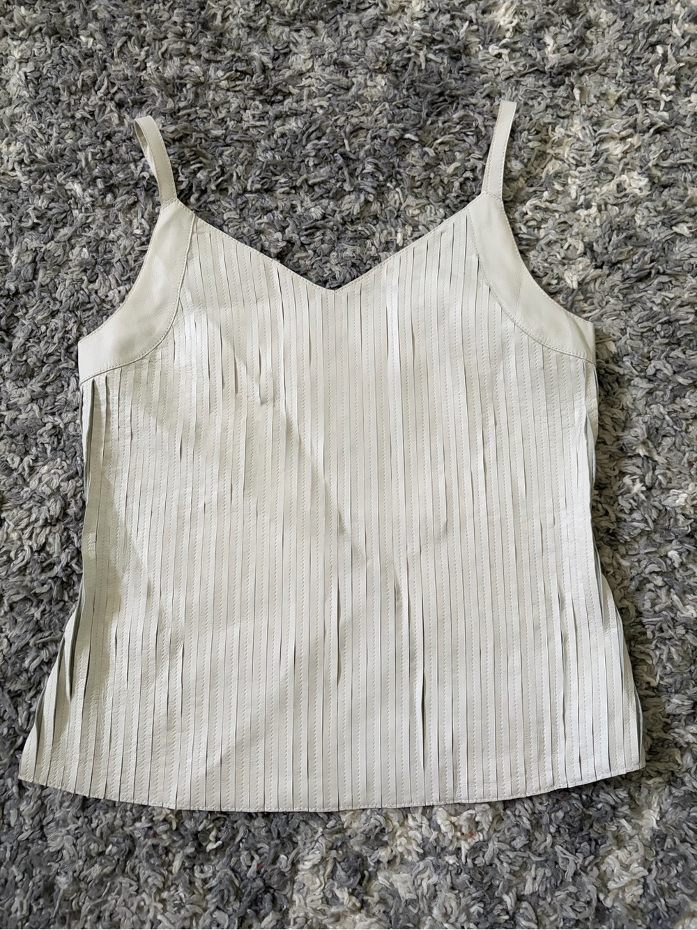 ECRU 100% Leather Strip Tank Top Size S
